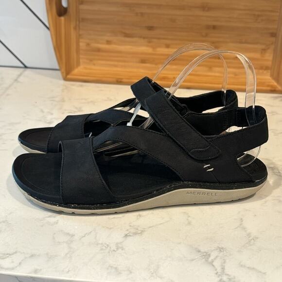 Merrell Trailway Backstrap Leather BLACK gorpcore hiking camping walking size 8 - Picture 2 of 10